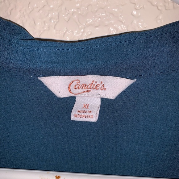 Blue bejeweled button up shirt by candies XL - Picture 7 of 8